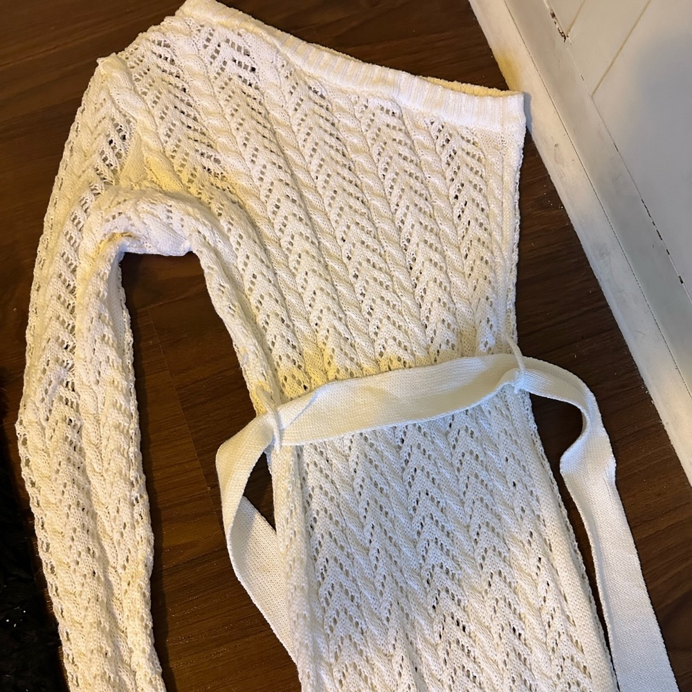 White Long Maxi Crochet Dress Size M - Picture 4 of 4